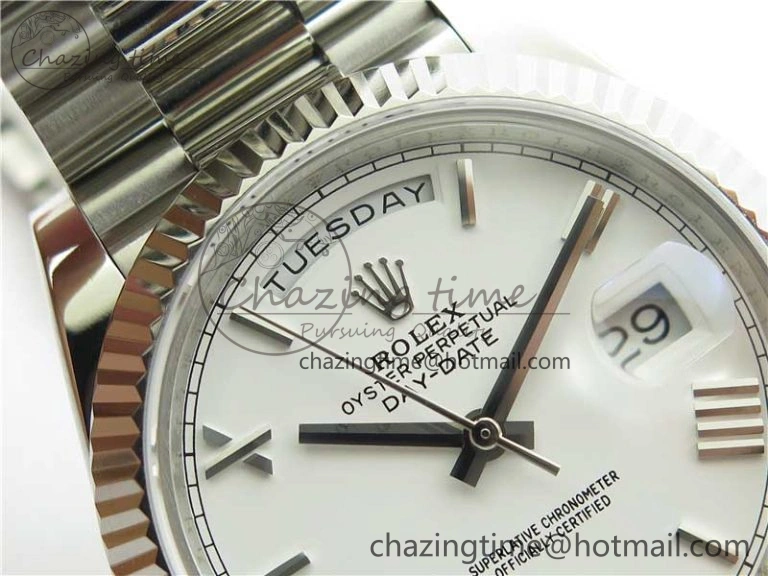 Day-Date 40mm 228239 BP New Dial Version 904 SS White Roman Dial on SS President Bracelet A QuickDry 2823
