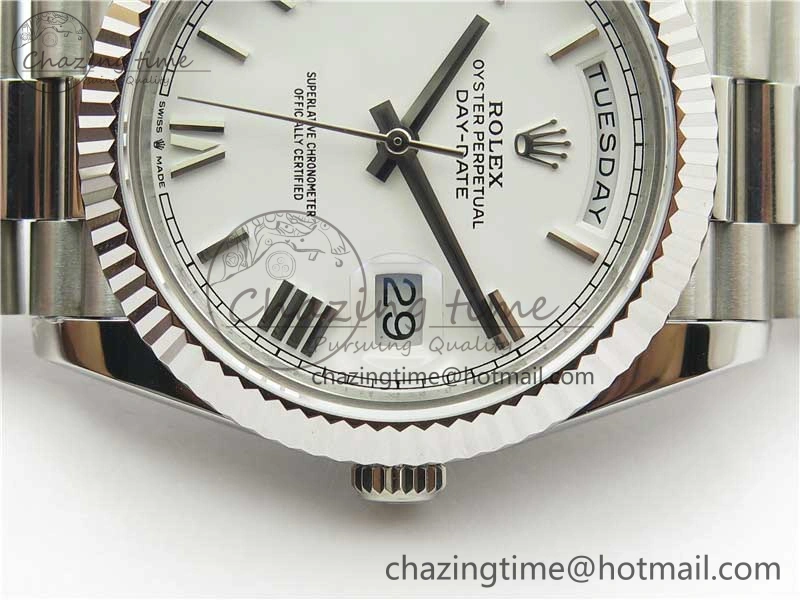 Day-Date 40mm 228239 BP New Dial Version 904 SS White Roman Dial on SS President Bracelet A QuickDry 2823