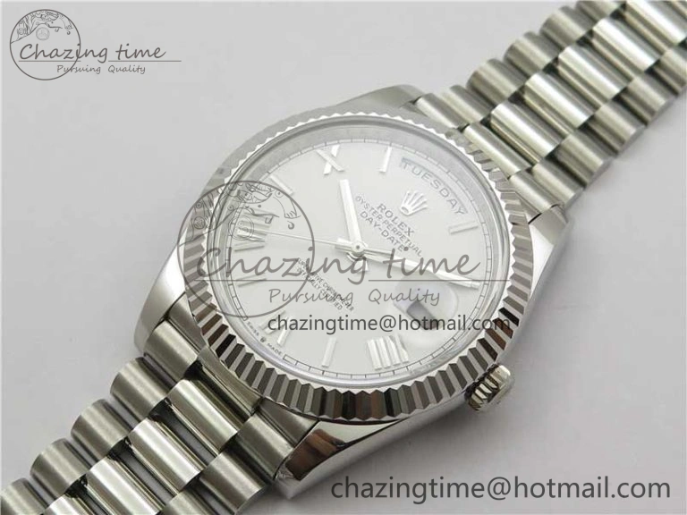 Day-Date 40mm 228239 BP New Dial Version 904 SS White Roman Dial on SS President Bracelet A QuickDry 2823