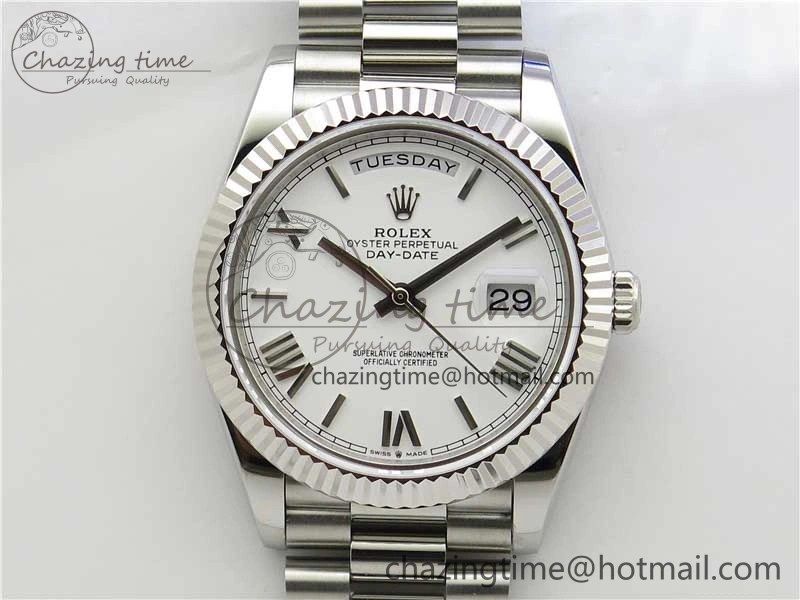 Day-Date 40mm 228239 BP New Dial Version 904 SS White Roman Dial on SS President Bracelet A QuickDry 2823