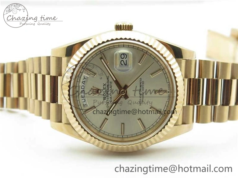 Day-Date 40mm 228239 BP New Dial Version 904 Silver Stick Markers Dial on RG President Bracelet A Attractive 2827