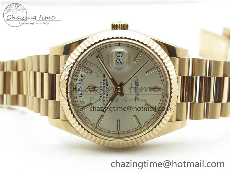 Day-Date 40mm 228239 BP New Dial Version 904 Silver Stick Markers Dial on RG President Bracelet A Attractive 2827