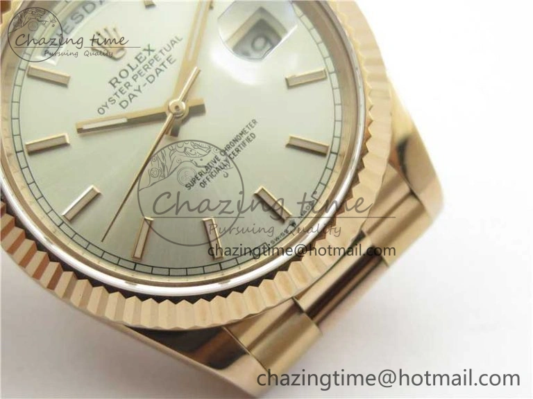 Day-Date 40mm 228239 BP New Dial Version 904 Silver Stick Markers Dial on RG President Bracelet A Attractive 2827