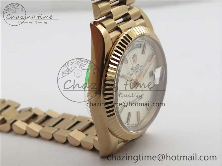 Day-Date 40mm 228239 BP New Dial Version 904 Silver Stick Markers Dial on RG President Bracelet A Attractive 2827