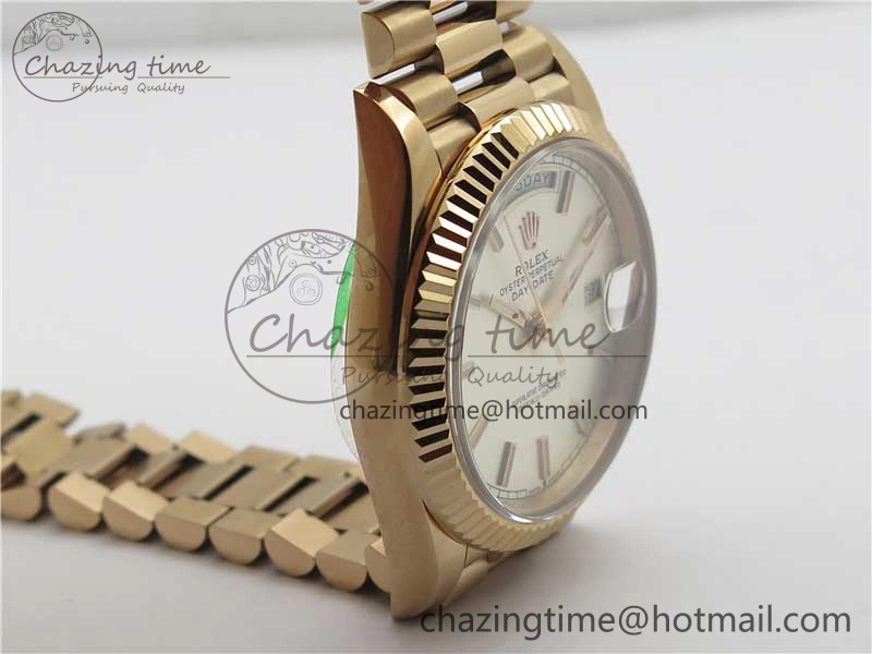 Day-Date 40mm 228239 BP New Dial Version 904 Silver Stick Markers Dial on RG President Bracelet A Attractive 2827