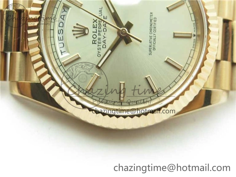 Day-Date 40mm 228239 BP New Dial Version 904 Silver Stick Markers Dial on RG President Bracelet A Attractive 2827