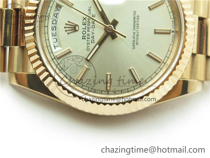 Day-Date 40mm 228239 BP New Dial Version 904 Silver Stick Markers Dial on RG President Bracelet A Attractive 2827