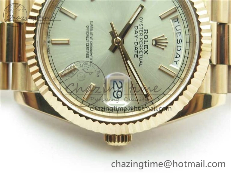 Day-Date 40mm 228239 BP New Dial Version 904 Silver Stick Markers Dial on RG President Bracelet A Attractive 2827