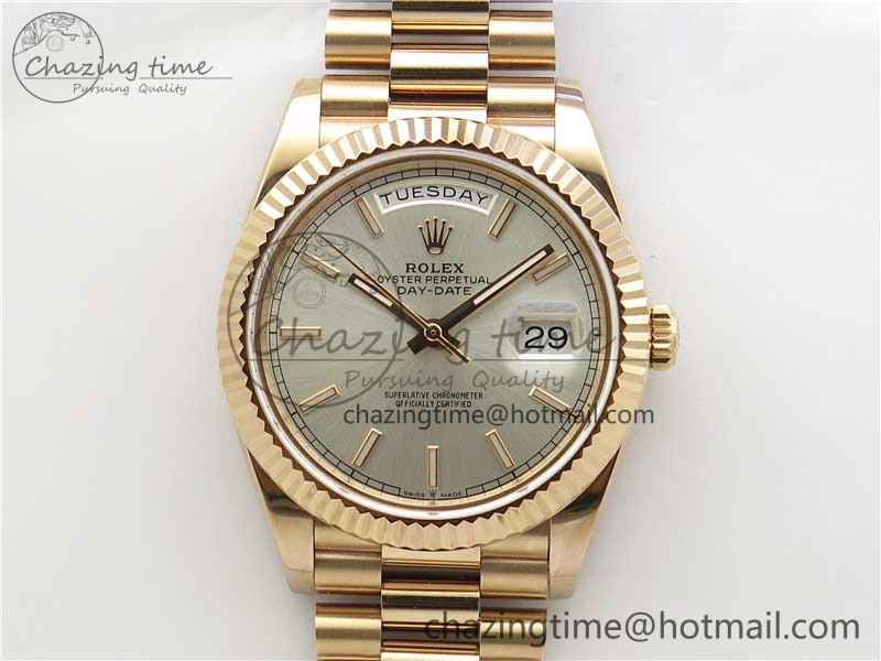 Day-Date 40mm 228239 BP New Dial Version 904 Silver Stick Markers Dial on RG President Bracelet A Attractive 2827