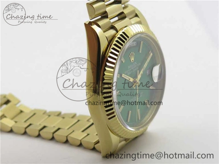 Day-Date 40mm 228239 BP New Dial Version 904 YG  Green Stick Markers Dial on YG President Bracelet A Seasonal 2814
