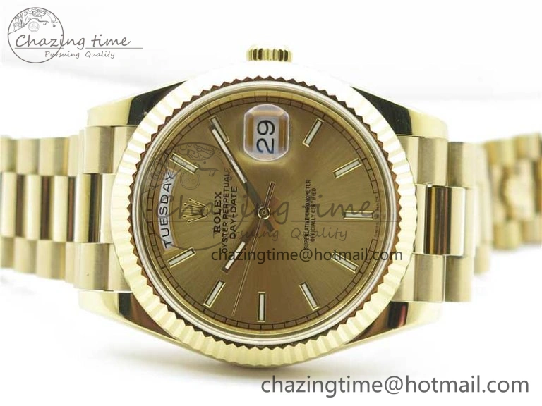 Day-Date 40mm 228239 BP New Dial Version 904 YG  Stick Markers YG Dial on YG President Bracelet A QuickDry 2808
