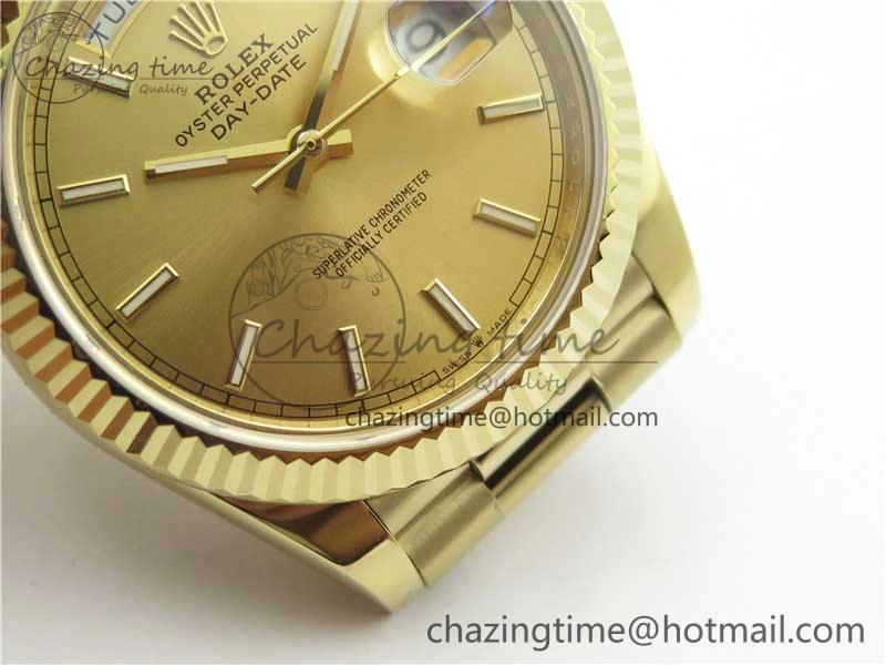 Day-Date 40mm 228239 BP New Dial Version 904 YG  Stick Markers YG Dial on YG President Bracelet A QuickDry 2808