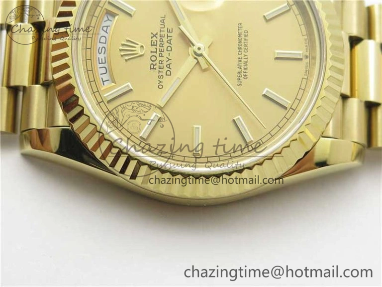 Day-Date 40mm 228239 BP New Dial Version 904 YG  Stick Markers YG Dial on YG President Bracelet A QuickDry 2808