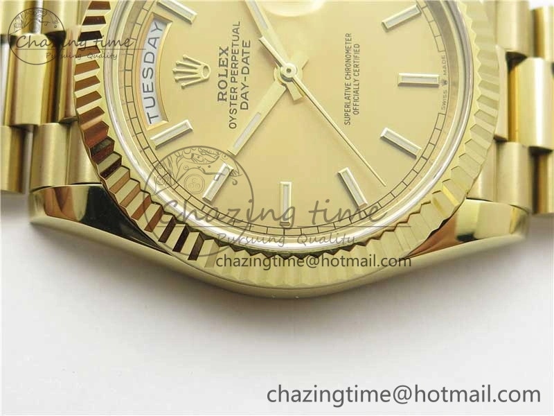 Day-Date 40mm 228239 BP New Dial Version 904 YG  Stick Markers YG Dial on YG President Bracelet A QuickDry 2808
