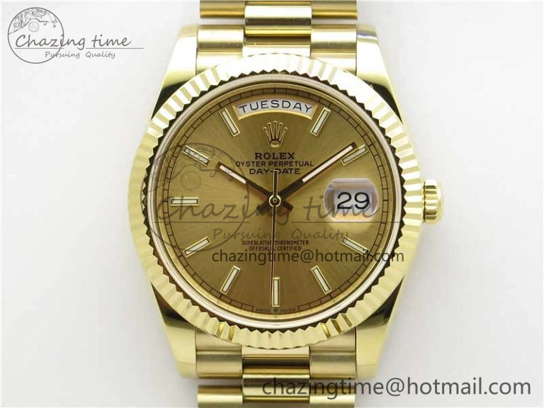 Day-Date 40mm 228239 BP New Dial Version 904 YG  Stick Markers YG Dial on YG President Bracelet A QuickDry 2808