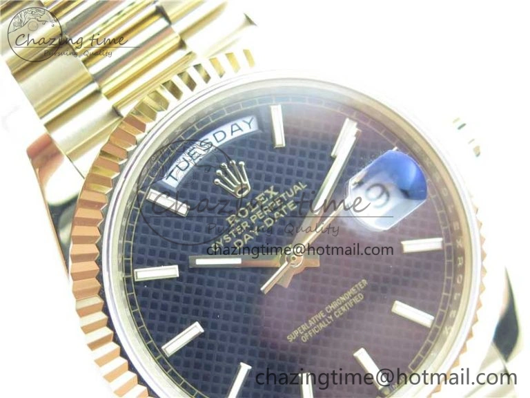 SmoothTexture Day-Date 40mm 228239 BP New Dial Version 904 YG Black Stick Markers Dial on YG President Bracelet A 2818