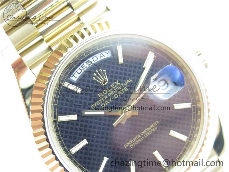 SmoothTexture Day-Date 40mm 228239 BP New Dial Version 904 YG Black Stick Markers Dial on YG President Bracelet A 2818