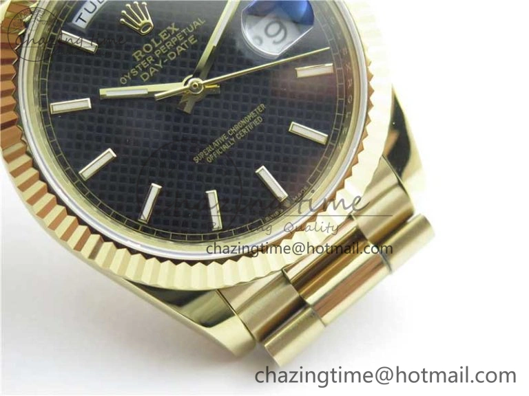 SmoothTexture Day-Date 40mm 228239 BP New Dial Version 904 YG Black Stick Markers Dial on YG President Bracelet A 2818