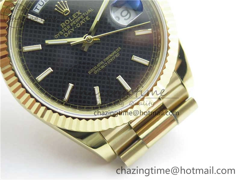 SmoothTexture Day-Date 40mm 228239 BP New Dial Version 904 YG Black Stick Markers Dial on YG President Bracelet A 2818