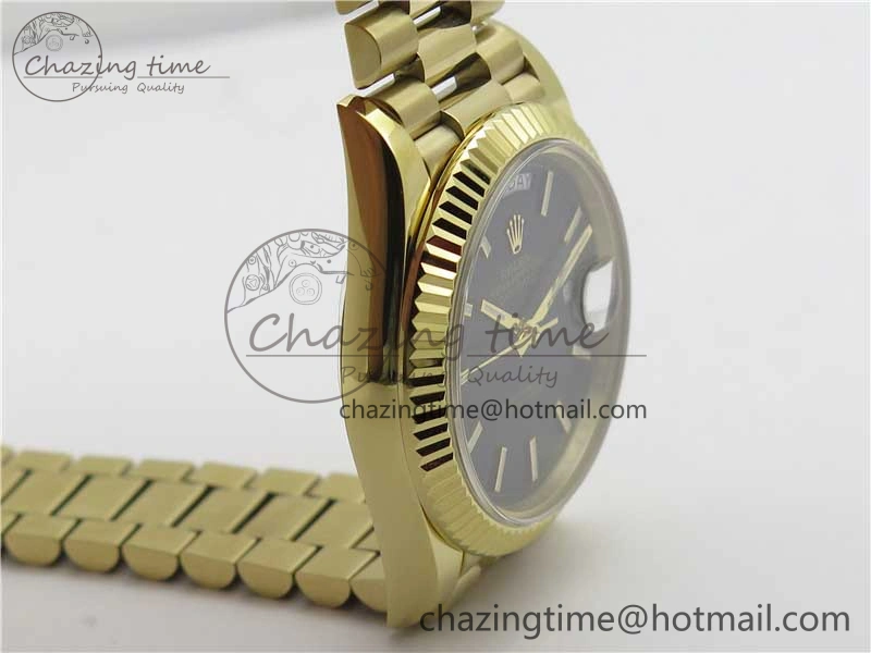 SmoothTexture Day-Date 40mm 228239 BP New Dial Version 904 YG Black Stick Markers Dial on YG President Bracelet A 2818