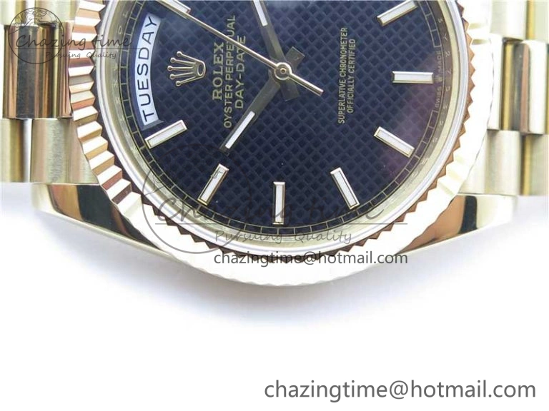 SmoothTexture Day-Date 40mm 228239 BP New Dial Version 904 YG Black Stick Markers Dial on YG President Bracelet A 2818