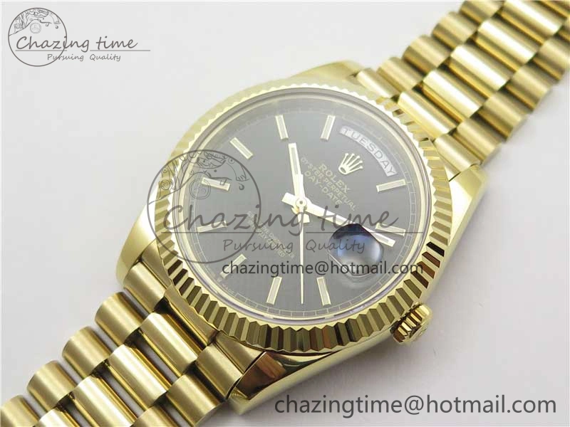 SmoothTexture Day-Date 40mm 228239 BP New Dial Version 904 YG Black Stick Markers Dial on YG President Bracelet A 2818