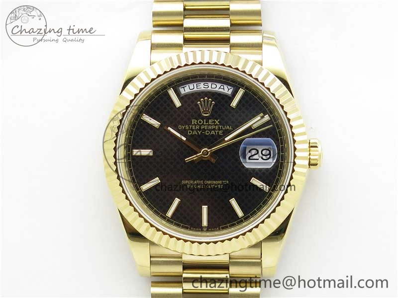 SmoothTexture Day-Date 40mm 228239 BP New Dial Version 904 YG Black Stick Markers Dial on YG President Bracelet A 2818