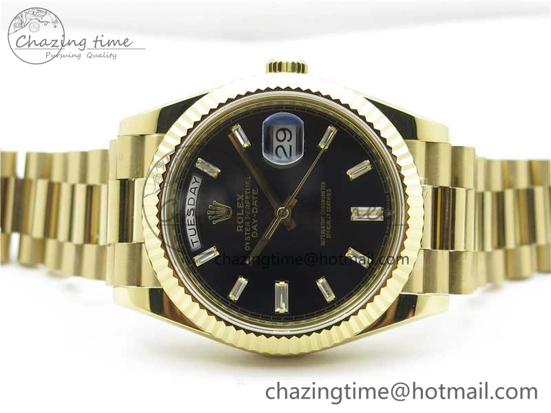 Breathable Day-Date 40mm 228239 BP New Dial Version 904 YG Black T Crystal Markers Dial on YG President Bracelet A 2810
