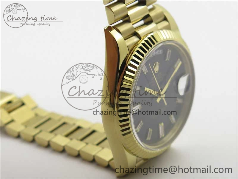 Breathable Day-Date 40mm 228239 BP New Dial Version 904 YG Black T Crystal Markers Dial on YG President Bracelet A 2810