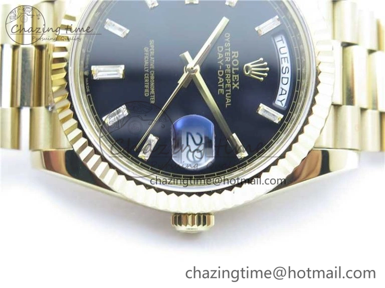 Breathable Day-Date 40mm 228239 BP New Dial Version 904 YG Black T Crystal Markers Dial on YG President Bracelet A 2810