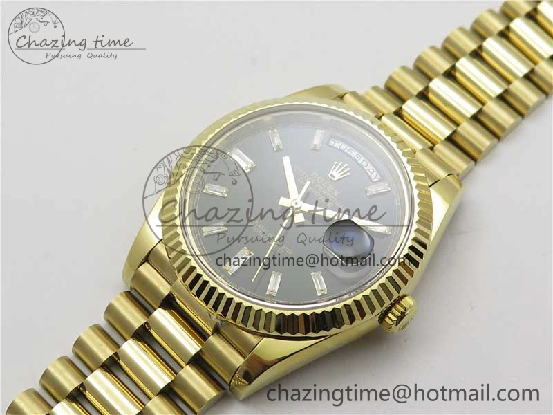 Breathable Day-Date 40mm 228239 BP New Dial Version 904 YG Black T Crystal Markers Dial on YG President Bracelet A 2810