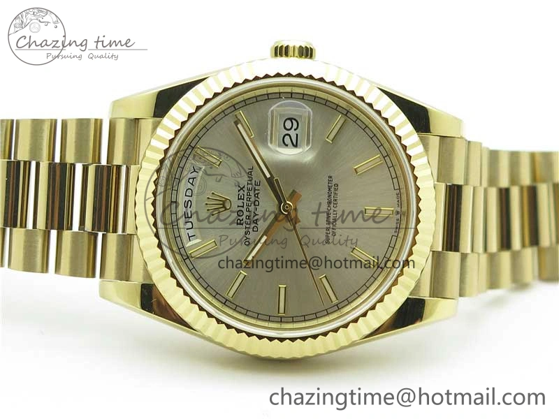Day-Date 40mm 228239 BP New Dial Version 904 YG Silver Stick Markers Dial on YG President Bracelet A MoistureWicking 2807