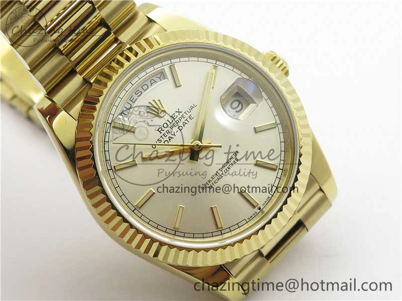 Day-Date 40mm 228239 BP New Dial Version 904 YG Silver Stick Markers Dial on YG President Bracelet A MoistureWicking 2807