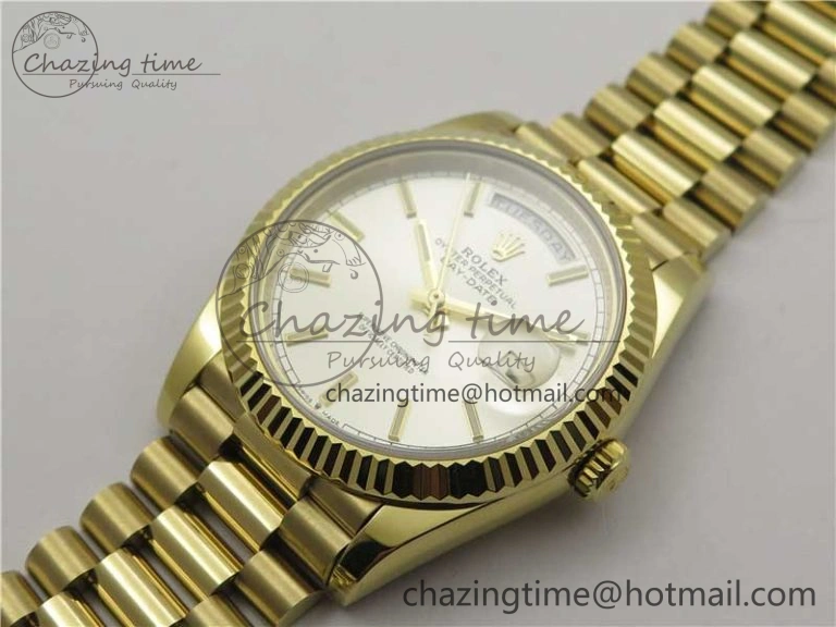 Day-Date 40mm 228239 BP New Dial Version 904 YG Silver Stick Markers Dial on YG President Bracelet A MoistureWicking 2807