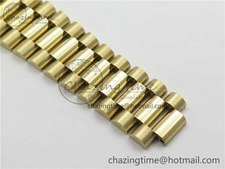 Stretchable Day-Date 40mm 228239 BP New Dial Version 904 YG Silver Textured Dial on YG President Bracelet A 2811