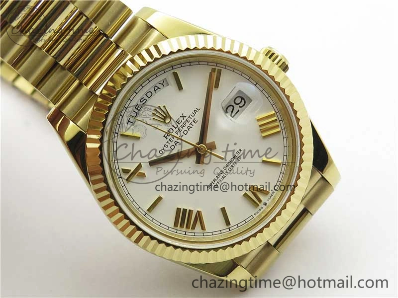 Day-Date 40mm 228239 BP New Dial Version 904 YG White Roman Dial on YG President Bracelet A Unisex 2813