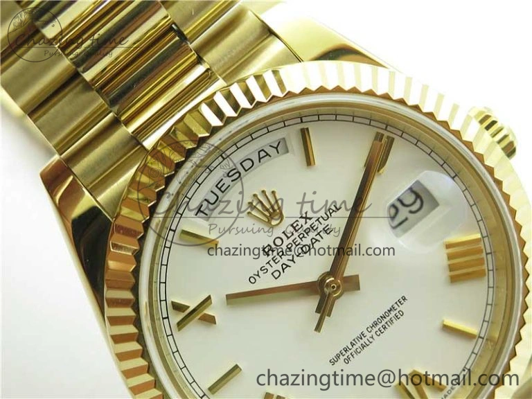 Day-Date 40mm 228239 BP New Dial Version 904 YG White Roman Dial on YG President Bracelet A Unisex 2813