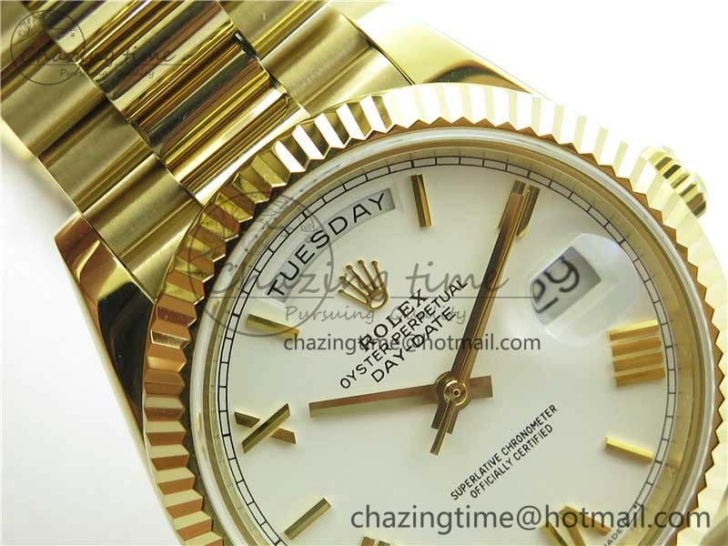 Day-Date 40mm 228239 BP New Dial Version 904 YG White Roman Dial on YG President Bracelet A Unisex 2813