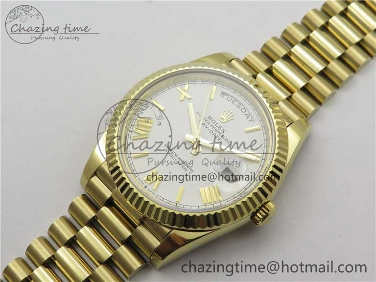 Day-Date 40mm 228239 BP New Dial Version 904 YG White Roman Dial on YG President Bracelet A Unisex 2813