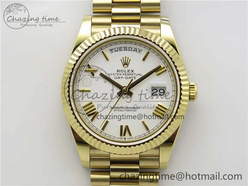 Day-Date 40mm 228239 BP New Dial Version 904 YG White Roman Dial on YG President Bracelet A Unisex 2813