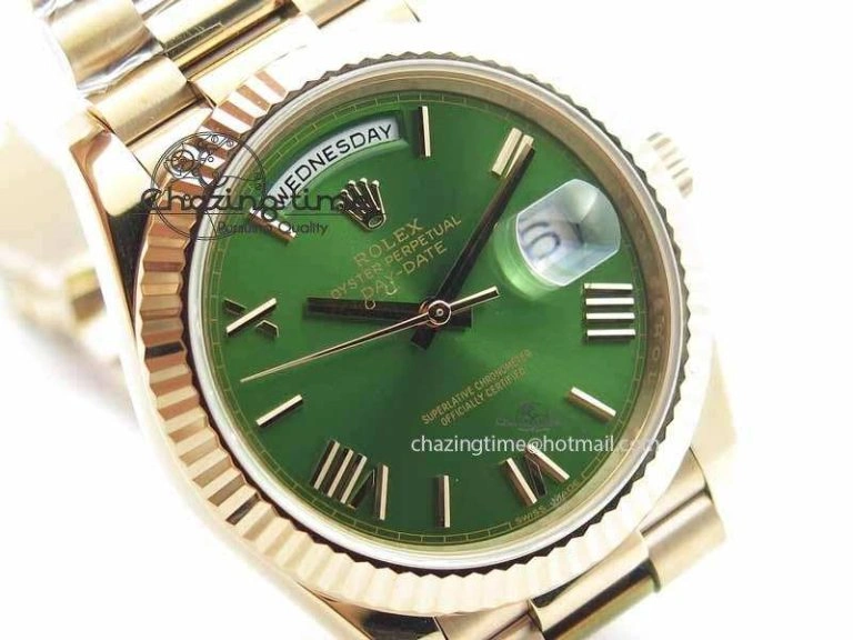 Day-Date 40mm 228239 RG Noob 1:1 Best Edition Green Roman Dial On RG President Bracelet A SunProtective 3706
