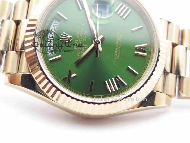 Day-Date 40mm 228239 RG Noob 1:1 Best Edition Green Roman Dial On RG President Bracelet A SunProtective 3706