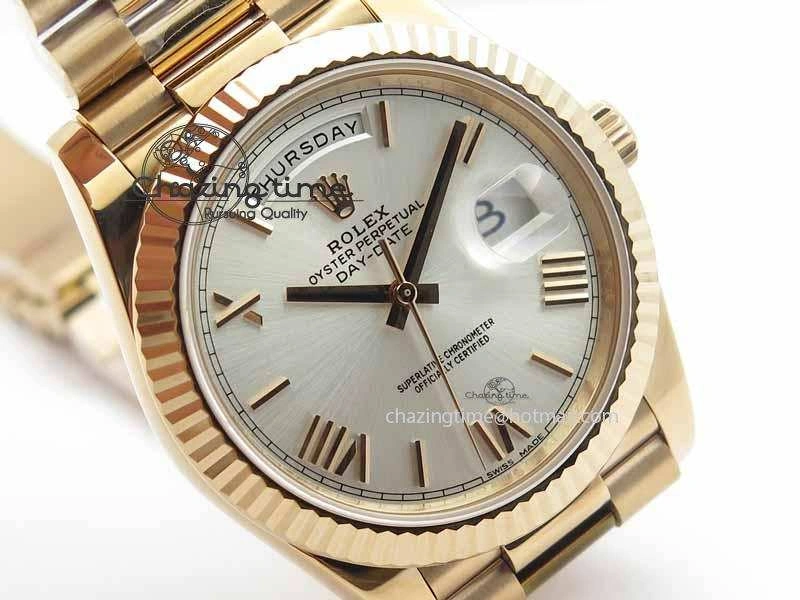 Day-Date 40mm 228239 RG Noob 1:1 Best Edition Silver Roman Dial On RG President Bracelet A TopPick 3705