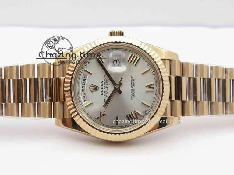 Day-Date 40mm 228239 RG Noob 1:1 Best Edition Silver Roman Dial On RG President Bracelet A TopPick 3705