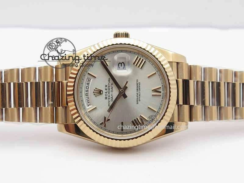 Day-Date 40mm 228239 RG Noob 1:1 Best Edition Silver Roman Dial On RG President Bracelet A TopPick 3705