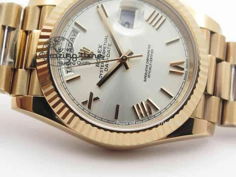 Day-Date 40mm 228239 RG Noob 1:1 Best Edition Silver Roman Dial On RG President Bracelet A TopPick 3705
