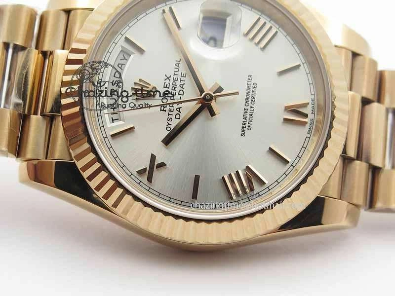 Day-Date 40mm 228239 RG Noob 1:1 Best Edition Silver Roman Dial On RG President Bracelet A TopPick 3705