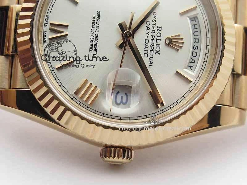 Day-Date 40mm 228239 RG Noob 1:1 Best Edition Silver Roman Dial On RG President Bracelet A TopPick 3705