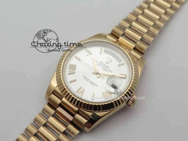 Day-Date 40mm 228239 RG Noob 1:1 Best Edition Silver Roman Dial On RG President Bracelet A TopPick 3705