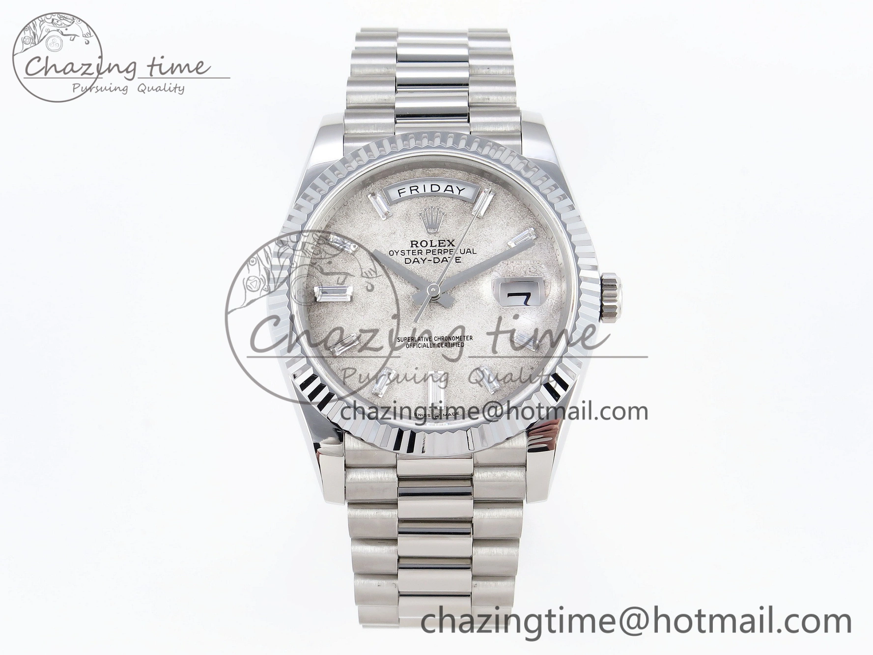 Day Date 40mm 228239 SS Bp Maker 1:1 Best Edition White Meteorite Dial T Crystal Markers on SS President Bracelet A Reliable 1884